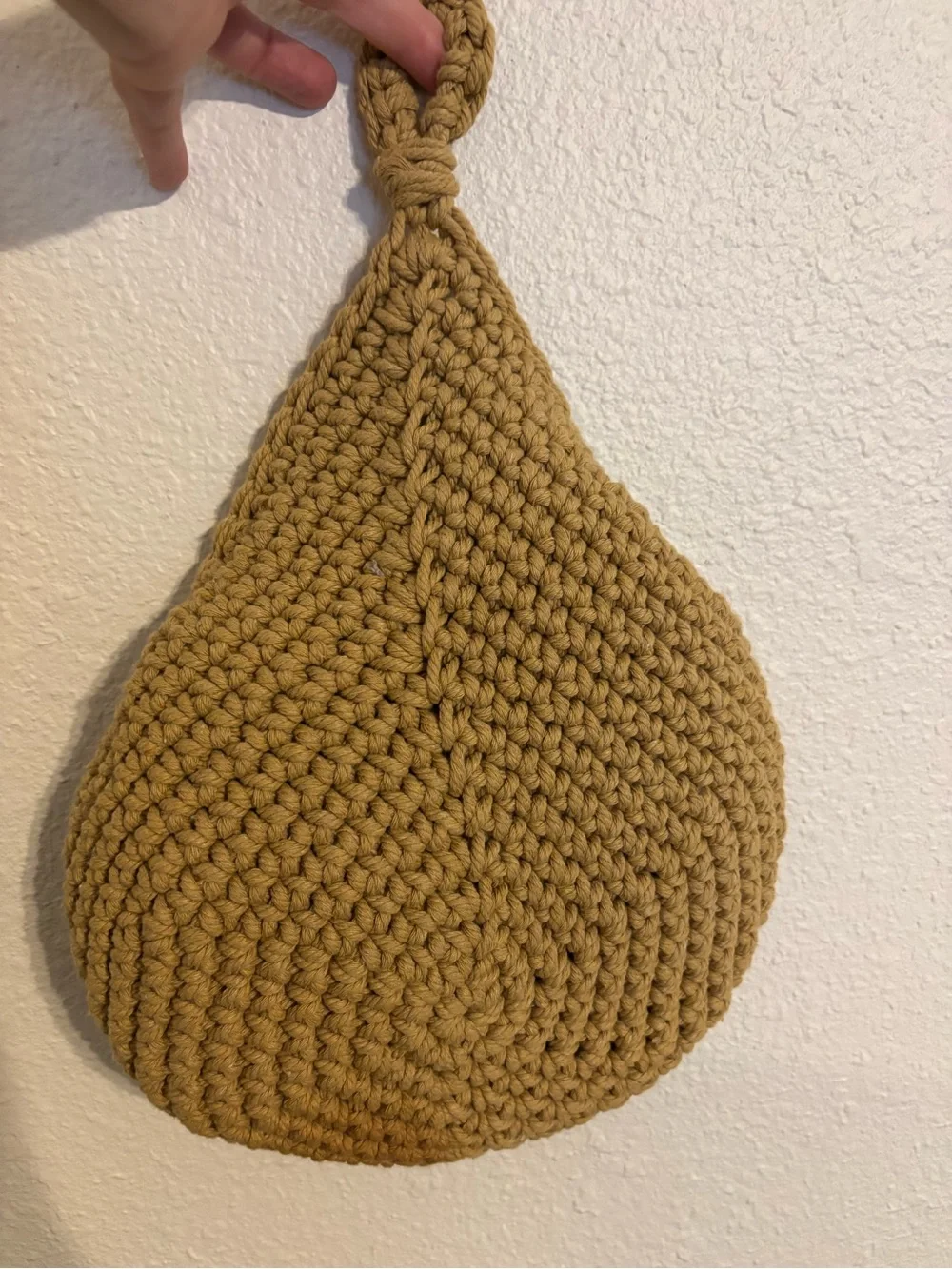 Crochet Hanging Storage Pouch - Mustard Grandmacore Cottagecore
